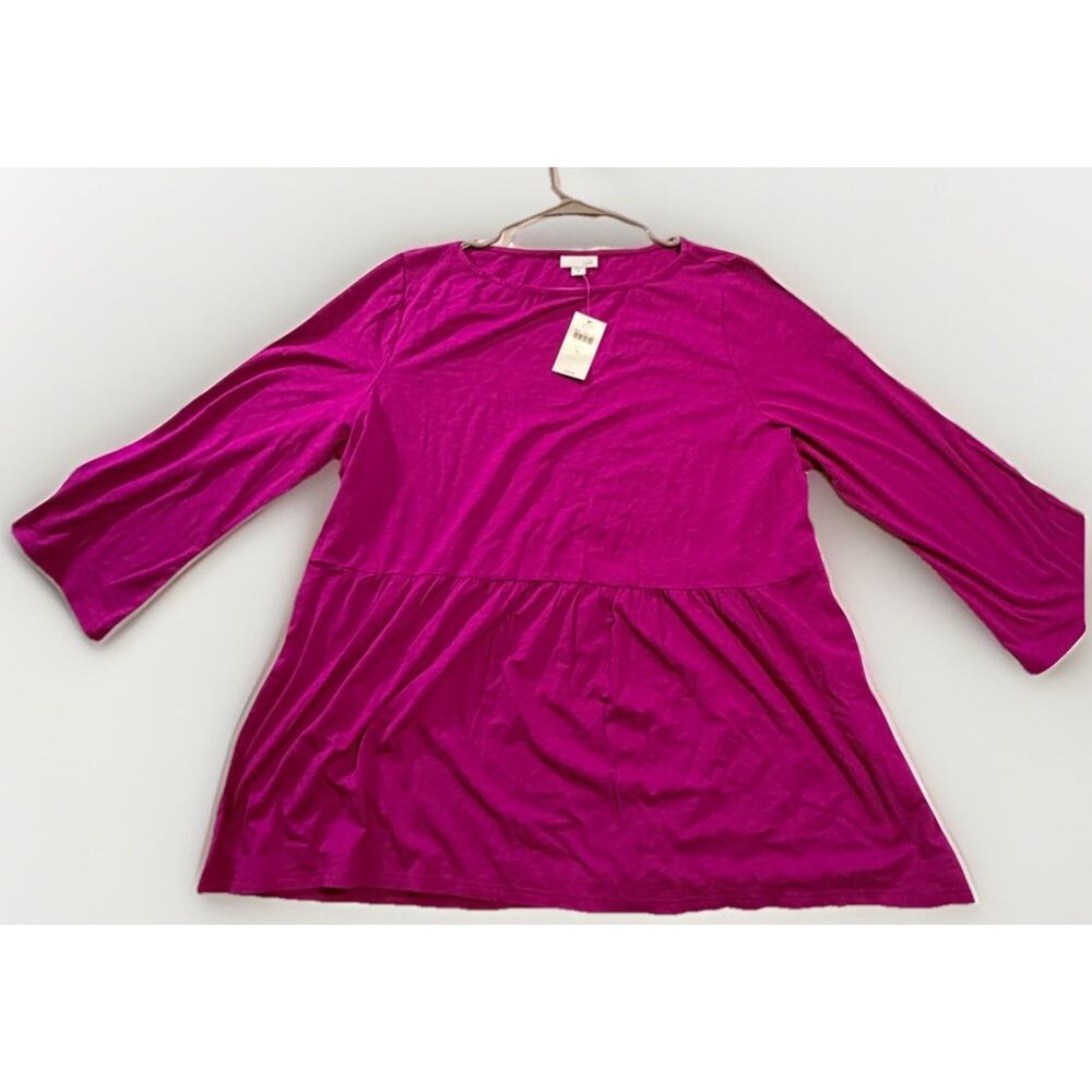 J. Jill Berry Jersey A-Line Dress 3/4 Sleeve Short Stretch Size XL NWT